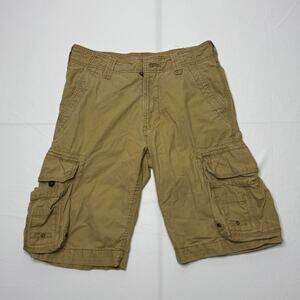 Vintage Khaki Cargo Shorts Size 30 Utility Y2K Workwear Outdoor Streetwear Look